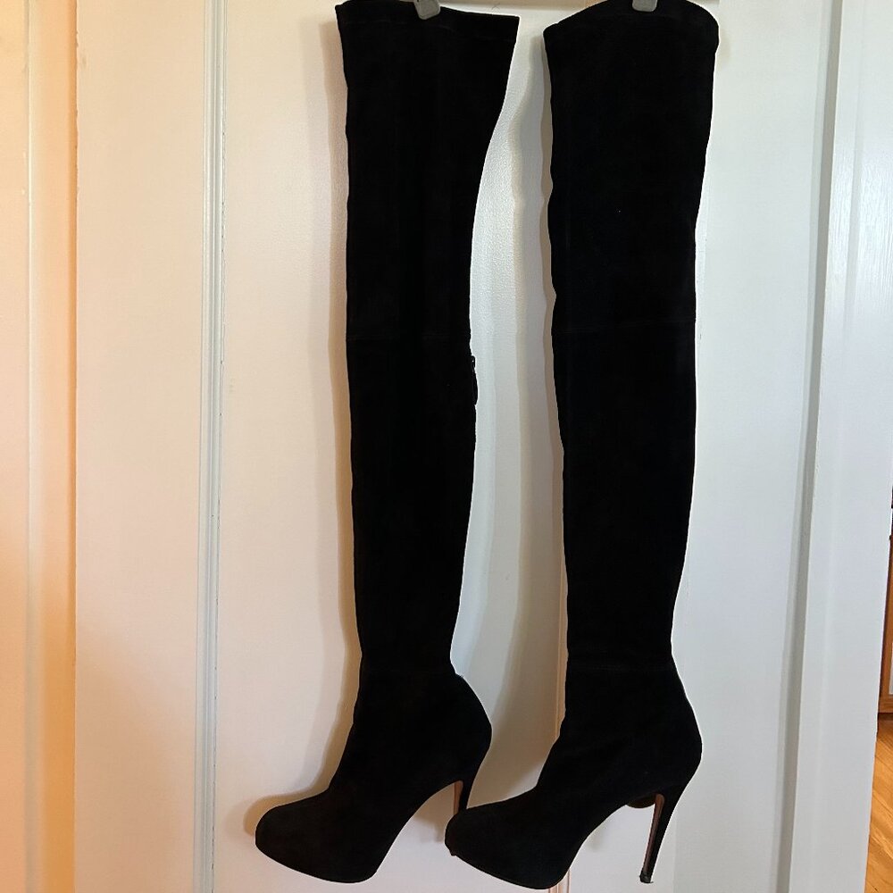Brian Atwood Black thigh high suede ''sock'' boots - size IT 39